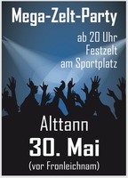 Mega-Zelt-Party Alttann am Mittwoch, 30.05.2018